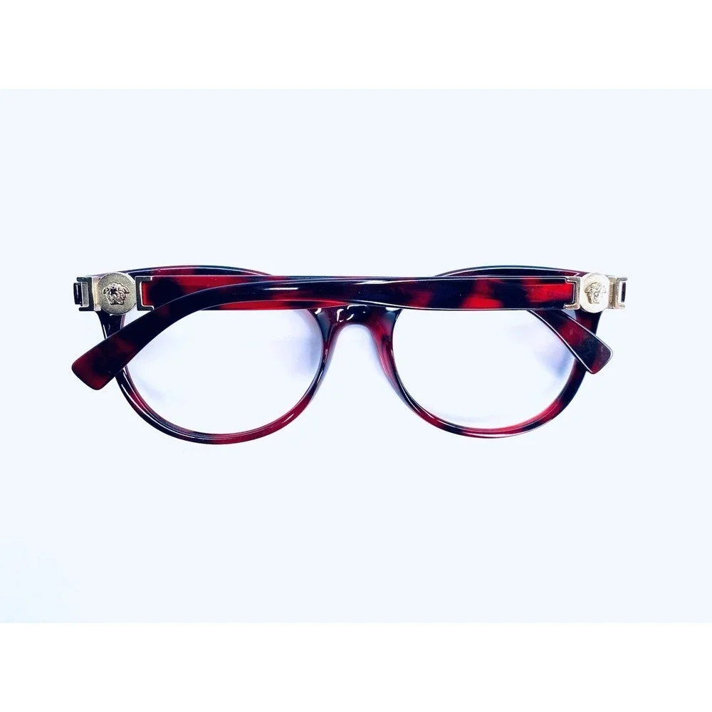 Versace Red Tortoise Gold Medusa Temple Eyeglasses Italy MOD 3247 53 18 140